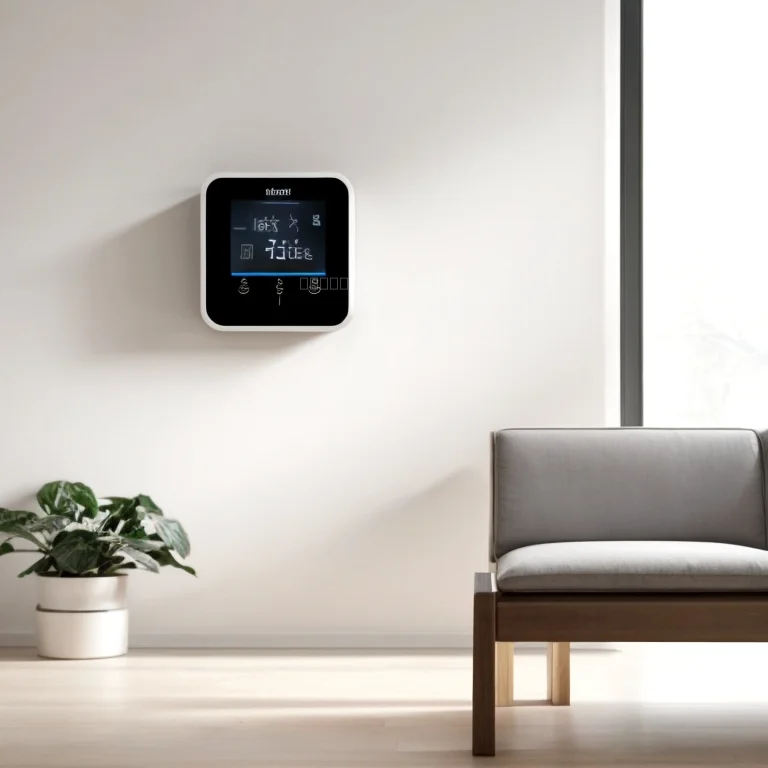 Capteur de température intelligent installé dans un salon moderne